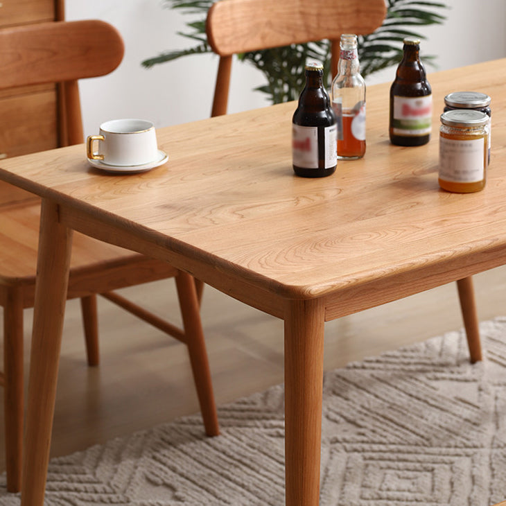 Contemporary Dining Table Cherry Solid Wood Table with 4 Legs for Kitchen Dinner Dining Room Clearhalo ' dining_table' 'Dining Tables & Seating' 'Dining Tables' 'furn' 'furn_dining_table' 'Furniture' 'furniture_dining_table' 'Kitchen & Dining Furniture' 'kitchen&dining_furn' 'kitchen' 'kitchen_dining_table' 3600235