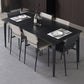 Contemporary Rectangle Dining Table Sintered Stone Dining Table with 4 Black Legs Black Without Chairs Clearhalo ' dining_table' 'Dining Tables & Seating' 'Dining Tables' 'furn' 'furn_dining_table' 'Furniture' 'furniture_dining_table' 'Kitchen & Dining Furniture' 'kitchen&dining_furn' 'kitchen' 'kitchen_dining_table' 3600245