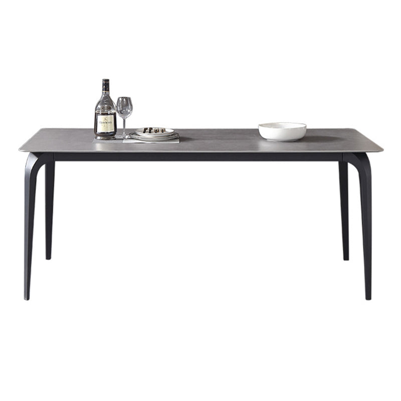 Contemporary Rectangle Dining Table Sintered Stone Dining Table with 4 Black Legs Gray Without Chairs Clearhalo ' dining_table' 'Dining Tables & Seating' 'Dining Tables' 'furn' 'furn_dining_table' 'Furniture' 'furniture_dining_table' 'Kitchen & Dining Furniture' 'kitchen&dining_furn' 'kitchen' 'kitchen_dining_table' 3600247
