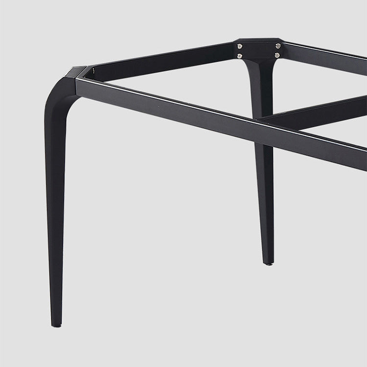 Contemporary Rectangle Dining Table Sintered Stone Dining Table with 4 Black Legs Clearhalo ' dining_table' 'Dining Tables & Seating' 'Dining Tables' 'furn' 'furn_dining_table' 'Furniture' 'furniture_dining_table' 'Kitchen & Dining Furniture' 'kitchen&dining_furn' 'kitchen' 'kitchen_dining_table' 3600251