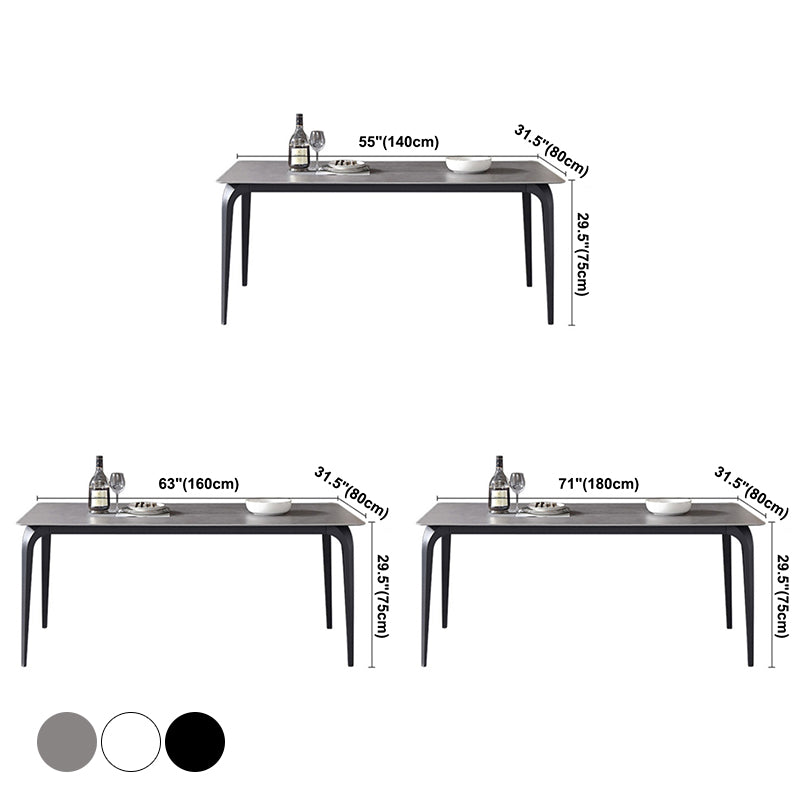 Contemporary Rectangle Dining Table Sintered Stone Dining Table with 4 Black Legs Clearhalo ' dining_table' 'Dining Tables & Seating' 'Dining Tables' 'furn' 'furn_dining_table' 'Furniture' 'furniture_dining_table' 'Kitchen & Dining Furniture' 'kitchen&dining_furn' 'kitchen' 'kitchen_dining_table' 3600252