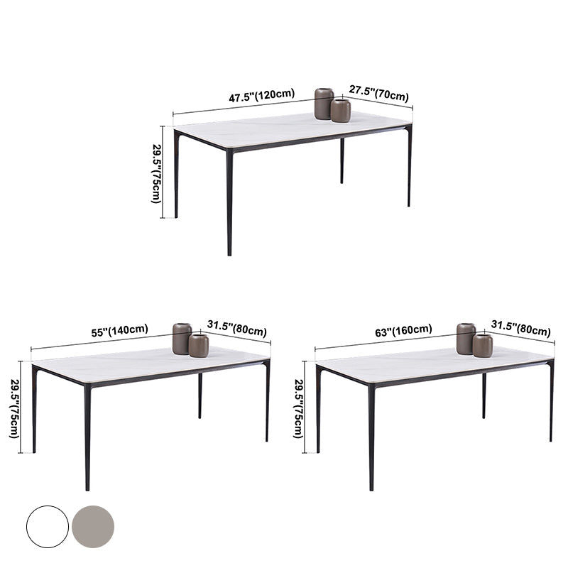 Contemporary Rectangle Dining Table Sintered Stone Dining Table with 4 Grey Legs Clearhalo ' dining_table' 'Dining Tables & Seating' 'Dining Tables' 'furn' 'furn_dining_table' 'Furniture' 'furniture_dining_table' 'Kitchen & Dining Furniture' 'kitchen&dining_furn' 'kitchen' 'kitchen_dining_table' 3600262