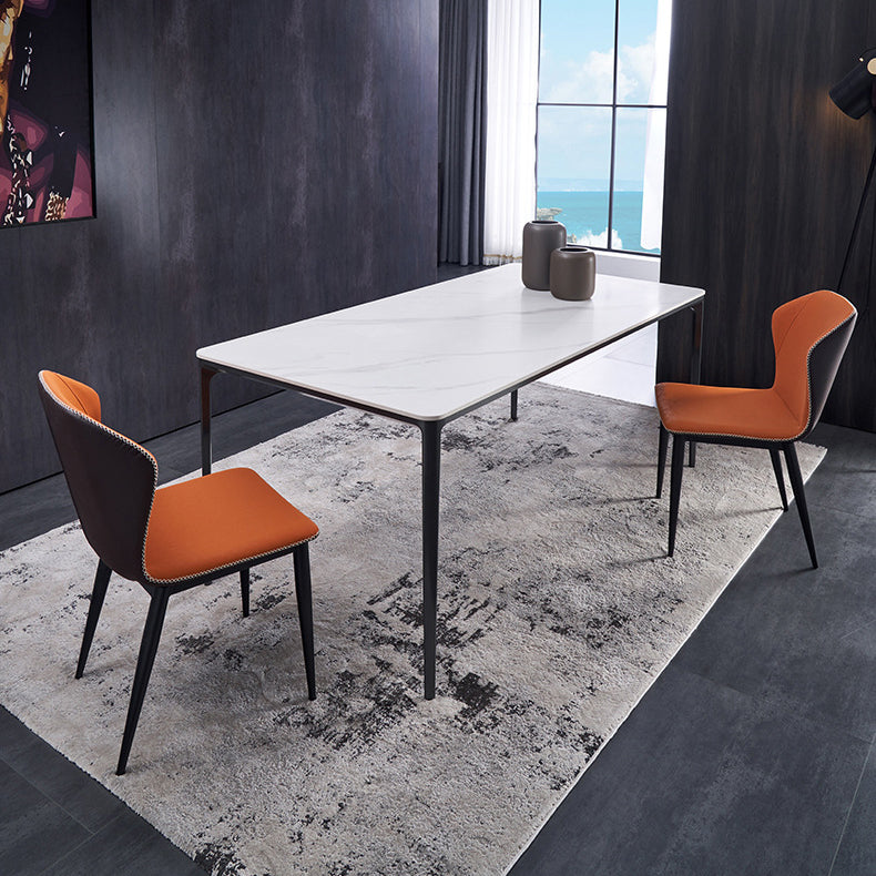 Contemporary Rectangle Dining Table Sintered Stone Dining Table with 4 Grey Legs Clearhalo ' dining_table' 'Dining Tables & Seating' 'Dining Tables' 'furn' 'furn_dining_table' 'Furniture' 'furniture_dining_table' 'Kitchen & Dining Furniture' 'kitchen&dining_furn' 'kitchen' 'kitchen_dining_table' 3600263
