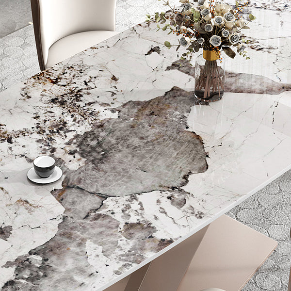 Metal Modern Rectangular Dining Table Sintered Stone Dining Table with Pedestal Base Clearhalo ' dining_table' 'Dining Tables & Seating' 'Dining Tables' 'furn' 'furn_dining_table' 'Furniture' 'furniture_dining_table' 'Kitchen & Dining Furniture' 'kitchen&dining_furn' 'kitchen' 'kitchen_dining_table' 3600270