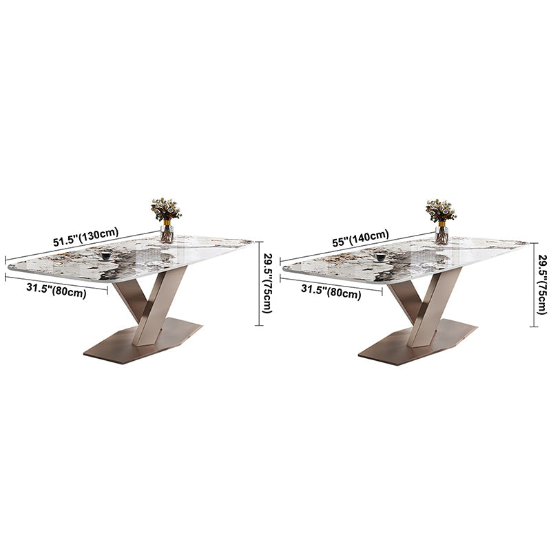 Metal Modern Rectangular Dining Table Sintered Stone Dining Table with Pedestal Base Clearhalo ' dining_table' 'Dining Tables & Seating' 'Dining Tables' 'furn' 'furn_dining_table' 'Furniture' 'furniture_dining_table' 'Kitchen & Dining Furniture' 'kitchen&dining_furn' 'kitchen' 'kitchen_dining_table' 3600272