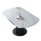 Modern Style Sintered Stone Dining Table Round Drop-Leaf Table with Pedestal Clearhalo ' dining_table' 'Dining Tables & Seating' 'Dining Tables' 'furn' 'furn_dining_table' 'Furniture' 'furniture_dining_table' 'Kitchen & Dining Furniture' 'kitchen&dining_furn' 'kitchen' 'kitchen_dining_table' 3600279