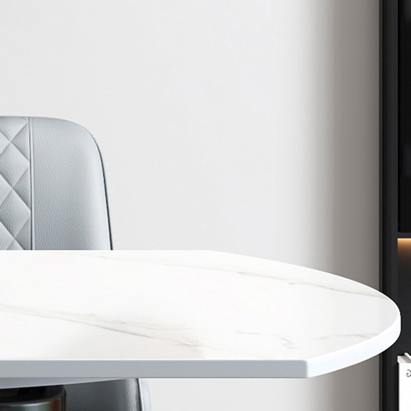 Modern Style Sintered Stone Dining Table Round Drop-Leaf Table with Pedestal Clearhalo ' dining_table' 'Dining Tables & Seating' 'Dining Tables' 'furn' 'furn_dining_table' 'Furniture' 'furniture_dining_table' 'Kitchen & Dining Furniture' 'kitchen&dining_furn' 'kitchen' 'kitchen_dining_table' 3600281
