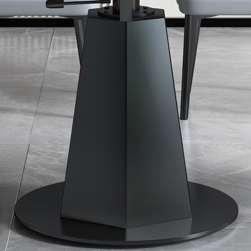 Modern Style Sintered Stone Dining Table Round Drop-Leaf Table with Pedestal Clearhalo ' dining_table' 'Dining Tables & Seating' 'Dining Tables' 'furn' 'furn_dining_table' 'Furniture' 'furniture_dining_table' 'Kitchen & Dining Furniture' 'kitchen&dining_furn' 'kitchen' 'kitchen_dining_table' 3600282