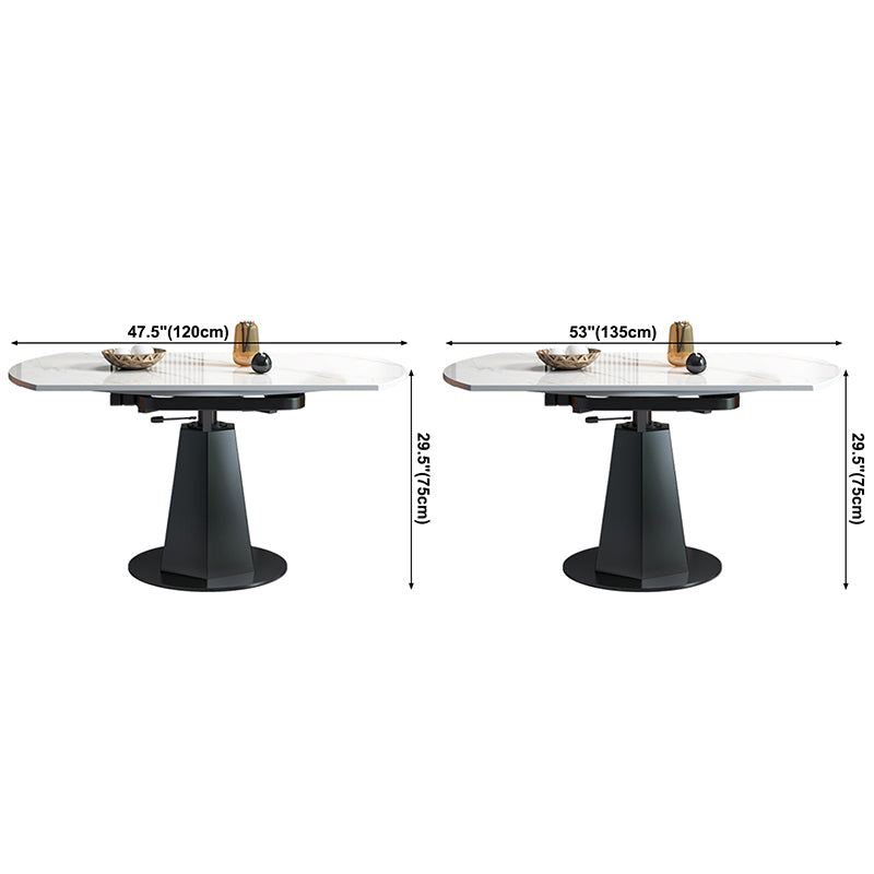 Modern Style Sintered Stone Dining Table Round Drop-Leaf Table with Pedestal Clearhalo ' dining_table' 'Dining Tables & Seating' 'Dining Tables' 'furn' 'furn_dining_table' 'Furniture' 'furniture_dining_table' 'Kitchen & Dining Furniture' 'kitchen&dining_furn' 'kitchen' 'kitchen_dining_table' 3600284