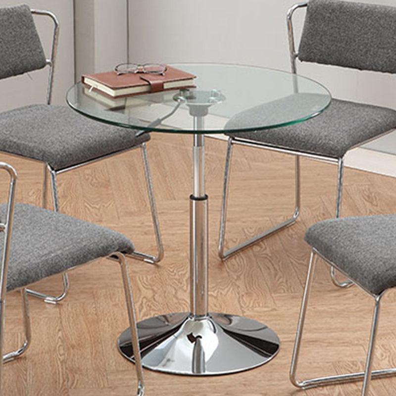 Contemporary Round Dining Table Tempered Glass Table with Stainless Steel Tulip Base Clearhalo ' dining_table' 'Dining Tables & Seating' 'Dining Tables' 'furn' 'furn_dining_table' 'Furniture' 'furniture_dining_table' 'Kitchen & Dining Furniture' 'kitchen&dining_furn' 'kitchen' 'kitchen_dining_table' 3600285