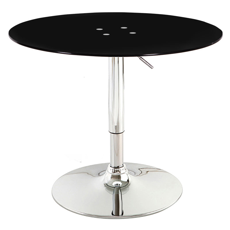 Contemporary Round Dining Table Tempered Glass Table with Stainless Steel Tulip Base Black 31.5"L x 31.5"W x 29.5"H Without Chairs Clearhalo ' dining_table' 'Dining Tables & Seating' 'Dining Tables' 'furn' 'furn_dining_table' 'Furniture' 'furniture_dining_table' 'Kitchen & Dining Furniture' 'kitchen&dining_furn' 'kitchen' 'kitchen_dining_table' 3600289