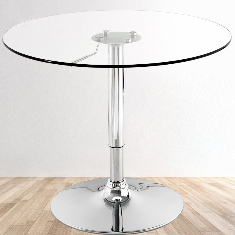Contemporary Round Dining Table Tempered Glass Table with Stainless Steel Tulip Base Clearhalo ' dining_table' 'Dining Tables & Seating' 'Dining Tables' 'furn' 'furn_dining_table' 'Furniture' 'furniture_dining_table' 'Kitchen & Dining Furniture' 'kitchen&dining_furn' 'kitchen' 'kitchen_dining_table' 3600290