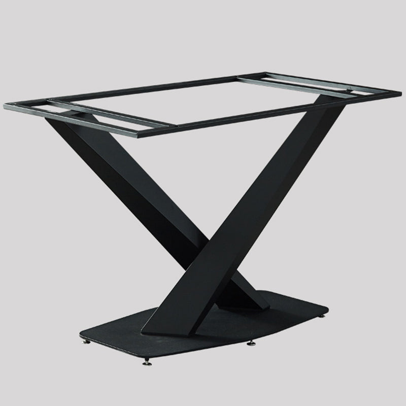 Metal Contemporary Rectangular Dining Table Sintered Stone Dining Table with Pedestal Base Clearhalo ' dining_table' 'Dining Tables & Seating' 'Dining Tables' 'furn' 'furn_dining_table' 'Furniture' 'furniture_dining_table' 'Kitchen & Dining Furniture' 'kitchen&dining_furn' 'kitchen' 'kitchen_dining_table' 3600314