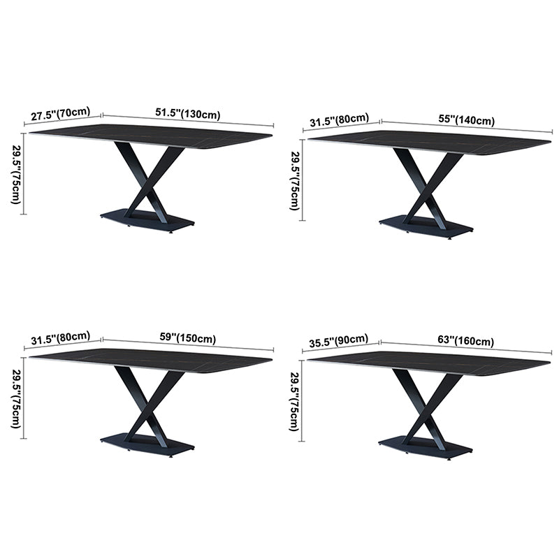 Metal Contemporary Rectangular Dining Table Sintered Stone Dining Table with Pedestal Base Clearhalo ' dining_table' 'Dining Tables & Seating' 'Dining Tables' 'furn' 'furn_dining_table' 'Furniture' 'furniture_dining_table' 'Kitchen & Dining Furniture' 'kitchen&dining_furn' 'kitchen' 'kitchen_dining_table' 3600318