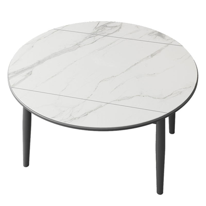 Modern Sintered Stone Dining Table Round Table with 4 Legs for Home Use White Without Chairs Clearhalo ' dining_table' 'Dining Tables & Seating' 'Dining Tables' 'furn' 'furn_dining_table' 'Furniture' 'furniture_dining_table' 'Kitchen & Dining Furniture' 'kitchen&dining_furn' 'kitchen' 'kitchen_dining_table' 3600332