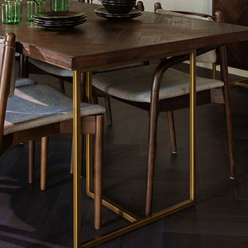 Contemporary Solid Wood Standard Dining Table Rectangle Kitchen Dining Table with Double Pedestal Clearhalo ' dining_table' 'Dining Tables & Seating' 'Dining Tables' 'furn' 'furn_dining_table' 'Furniture' 'furniture_dining_table' 'Kitchen & Dining Furniture' 'kitchen&dining_furn' 'kitchen' 'kitchen_dining_table' 3600348
