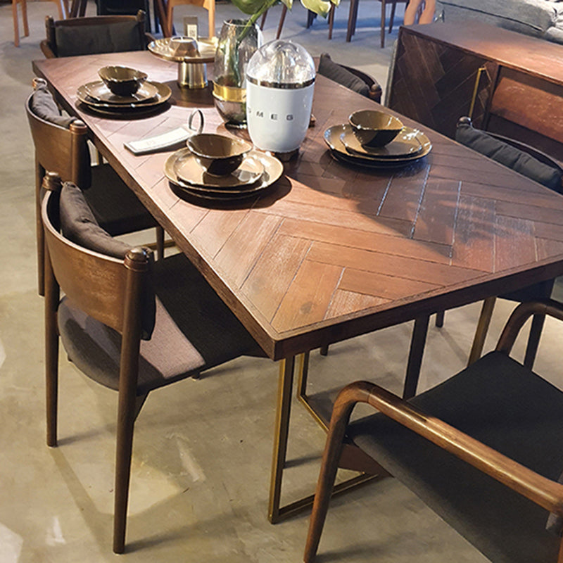 Contemporary Solid Wood Standard Dining Table Rectangle Kitchen Dining Table with Double Pedestal Clearhalo ' dining_table' 'Dining Tables & Seating' 'Dining Tables' 'furn' 'furn_dining_table' 'Furniture' 'furniture_dining_table' 'Kitchen & Dining Furniture' 'kitchen&dining_furn' 'kitchen' 'kitchen_dining_table' 3600350