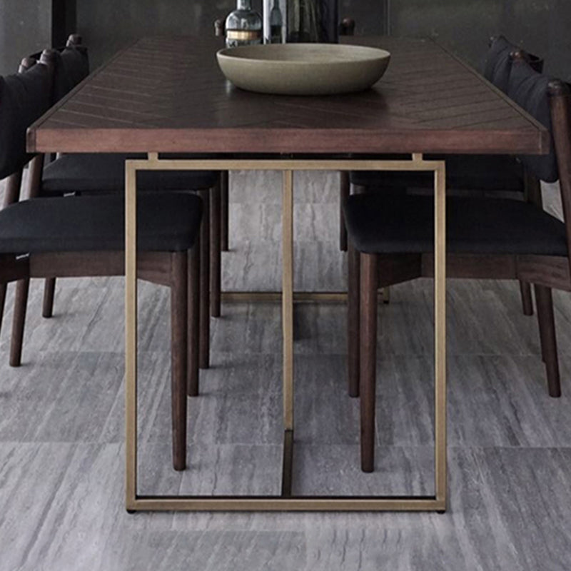 Contemporary Solid Wood Standard Dining Table Rectangle Kitchen Dining Table with Double Pedestal Clearhalo ' dining_table' 'Dining Tables & Seating' 'Dining Tables' 'furn' 'furn_dining_table' 'Furniture' 'furniture_dining_table' 'Kitchen & Dining Furniture' 'kitchen&dining_furn' 'kitchen' 'kitchen_dining_table' 3600351