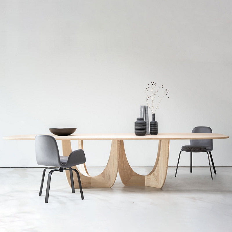 Rectangle Wood Color Dining Table Solid Wood Table Contemporary with Double Pedestal Clearhalo ' dining_table' 'Dining Tables & Seating' 'Dining Tables' 'furn' 'furn_dining_table' 'Furniture' 'furniture_dining_table' 'Kitchen & Dining Furniture' 'kitchen&dining_furn' 'kitchen' 'kitchen_dining_table' 3600354