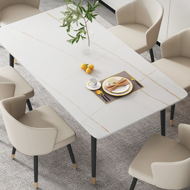 Metal Contemporary Rectangular Dining Table Sintered Stone Dining Table with 4 Legs Clearhalo ' dining_table' 'Dining Tables & Seating' 'Dining Tables' 'furn' 'furn_dining_table' 'Furniture' 'furniture_dining_table' 'Kitchen & Dining Furniture' 'kitchen&dining_furn' 'kitchen' 'kitchen_dining_table' 3600361