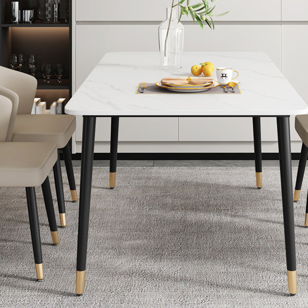 Metal Contemporary Rectangular Dining Table Sintered Stone Dining Table with 4 Legs Clearhalo ' dining_table' 'Dining Tables & Seating' 'Dining Tables' 'furn' 'furn_dining_table' 'Furniture' 'furniture_dining_table' 'Kitchen & Dining Furniture' 'kitchen&dining_furn' 'kitchen' 'kitchen_dining_table' 3600362