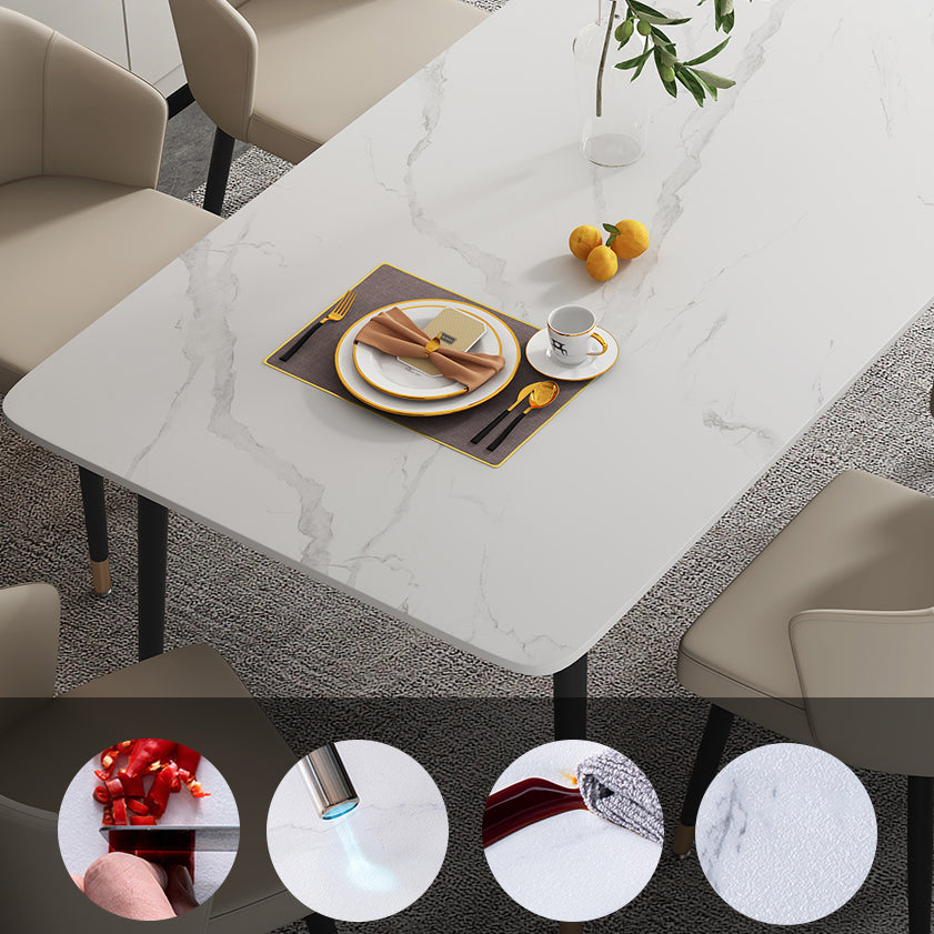 Metal Contemporary Rectangular Dining Table Sintered Stone Dining Table with 4 Legs Clearhalo ' dining_table' 'Dining Tables & Seating' 'Dining Tables' 'furn' 'furn_dining_table' 'Furniture' 'furniture_dining_table' 'Kitchen & Dining Furniture' 'kitchen&dining_furn' 'kitchen' 'kitchen_dining_table' 3600367