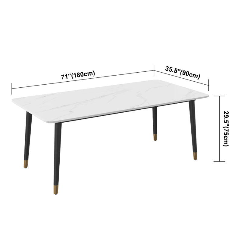Metal Contemporary Rectangular Dining Table Sintered Stone Dining Table with 4 Legs Clearhalo ' dining_table' 'Dining Tables & Seating' 'Dining Tables' 'furn' 'furn_dining_table' 'Furniture' 'furniture_dining_table' 'Kitchen & Dining Furniture' 'kitchen&dining_furn' 'kitchen' 'kitchen_dining_table' 3600369