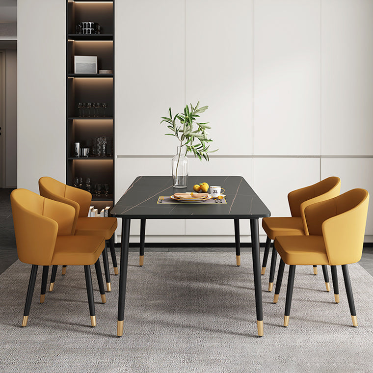 Metal Contemporary Rectangular Dining Table Sintered Stone Dining Table with 4 Legs Clearhalo ' dining_table' 'Dining Tables & Seating' 'Dining Tables' 'furn' 'furn_dining_table' 'Furniture' 'furniture_dining_table' 'Kitchen & Dining Furniture' 'kitchen&dining_furn' 'kitchen' 'kitchen_dining_table' 3600370