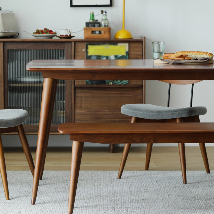 Rectangle Modern Style Dining Table Brown Tone Fixed Table with Solid Wood Clearhalo ' dining_table' 'Dining Tables & Seating' 'Dining Tables' 'furn' 'furn_dining_table' 'Furniture' 'furniture_dining_table' 'Kitchen & Dining Furniture' 'kitchen&dining_furn' 'kitchen' 'kitchen_dining_table' 3600372