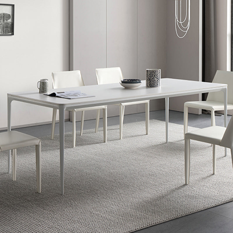 Modern White Kitchen Dining Table Sintered Stone Rectangle Dining Table with 4 Legs Base Clearhalo ' dining_table' 'Dining Tables & Seating' 'Dining Tables' 'Furniture' 'furniture_dining_table' 'Kitchen & Dining Furniture' 'kitchen&dining_furn' 'kitchen' 'kitchen_dining_table' 3600383