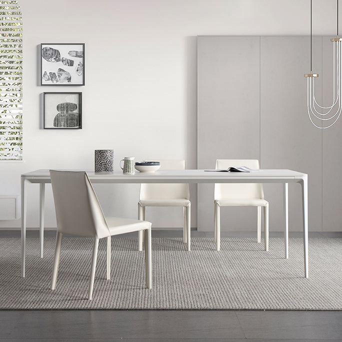 Modern White Kitchen Dining Table Sintered Stone Rectangle Dining Table with 4 Legs Base Clearhalo ' dining_table' 'Dining Tables & Seating' 'Dining Tables' 'Furniture' 'furniture_dining_table' 'Kitchen & Dining Furniture' 'kitchen&dining_furn' 'kitchen' 'kitchen_dining_table' 3600384