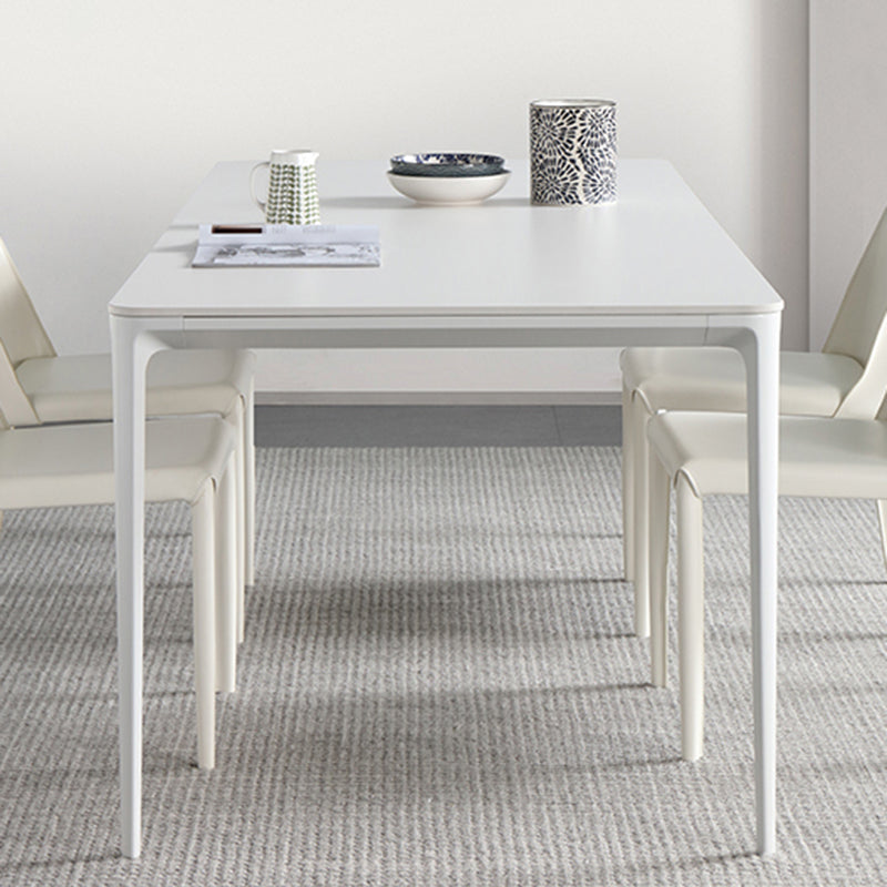 Modern White Kitchen Dining Table Sintered Stone Rectangle Dining Table with 4 Legs Base Clearhalo ' dining_table' 'Dining Tables & Seating' 'Dining Tables' 'Furniture' 'furniture_dining_table' 'Kitchen & Dining Furniture' 'kitchen&dining_furn' 'kitchen' 'kitchen_dining_table' 3600385