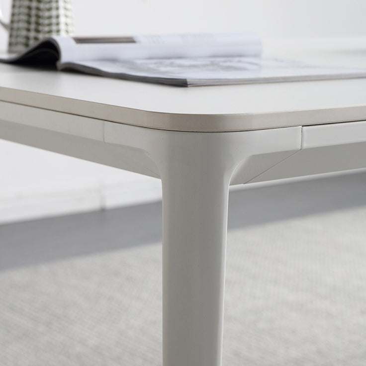 Modern White Kitchen Dining Table Sintered Stone Rectangle Dining Table with 4 Legs Base Clearhalo ' dining_table' 'Dining Tables & Seating' 'Dining Tables' 'Furniture' 'furniture_dining_table' 'Kitchen & Dining Furniture' 'kitchen&dining_furn' 'kitchen' 'kitchen_dining_table' 3600388