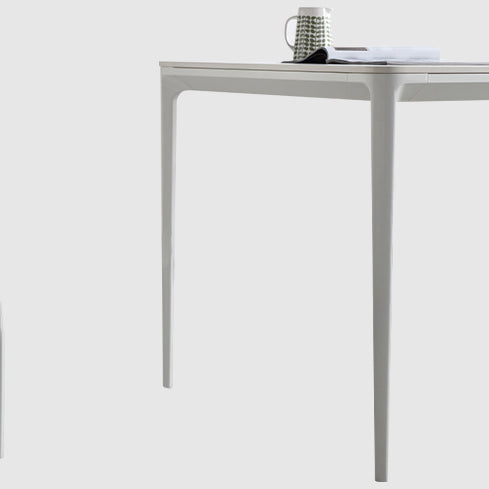 Modern White Kitchen Dining Table Sintered Stone Rectangle Dining Table with 4 Legs Base Clearhalo ' dining_table' 'Dining Tables & Seating' 'Dining Tables' 'Furniture' 'furniture_dining_table' 'Kitchen & Dining Furniture' 'kitchen&dining_furn' 'kitchen' 'kitchen_dining_table' 3600389