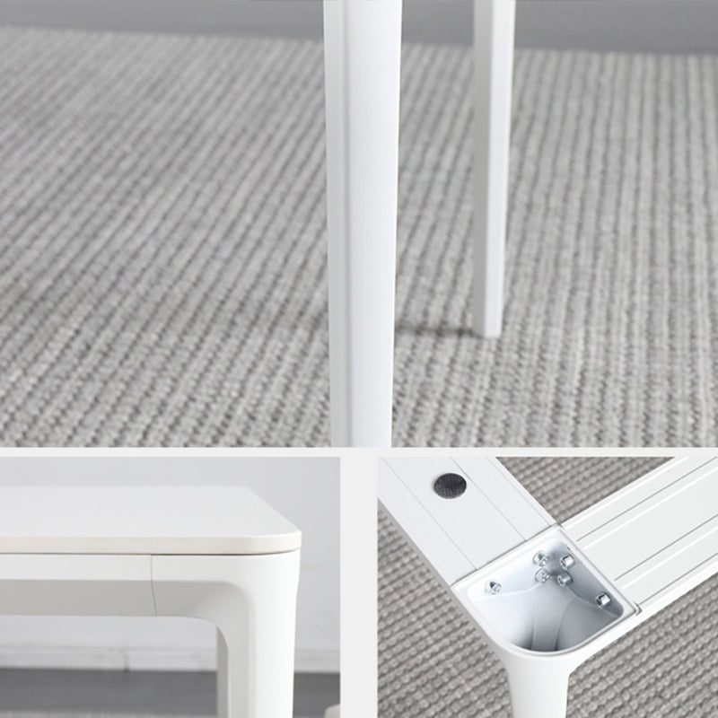 Modern White Kitchen Dining Table Sintered Stone Rectangle Dining Table with 4 Legs Base Clearhalo ' dining_table' 'Dining Tables & Seating' 'Dining Tables' 'Furniture' 'furniture_dining_table' 'Kitchen & Dining Furniture' 'kitchen&dining_furn' 'kitchen' 'kitchen_dining_table' 3600390