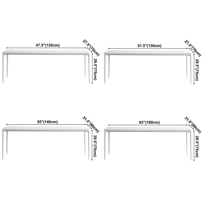 Modern White Kitchen Dining Table Sintered Stone Rectangle Dining Table with 4 Legs Base Clearhalo ' dining_table' 'Dining Tables & Seating' 'Dining Tables' 'Furniture' 'furniture_dining_table' 'Kitchen & Dining Furniture' 'kitchen&dining_furn' 'kitchen' 'kitchen_dining_table' 3600391