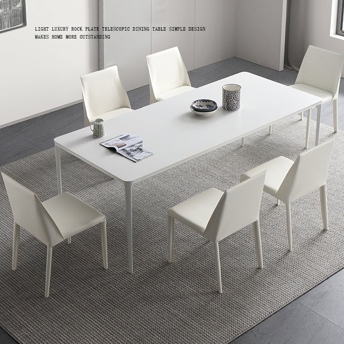 Modern White Kitchen Dining Table Sintered Stone Rectangle Dining Table with 4 Legs Base Clearhalo ' dining_table' 'Dining Tables & Seating' 'Dining Tables' 'Furniture' 'furniture_dining_table' 'Kitchen & Dining Furniture' 'kitchen&dining_furn' 'kitchen' 'kitchen_dining_table' 3600393