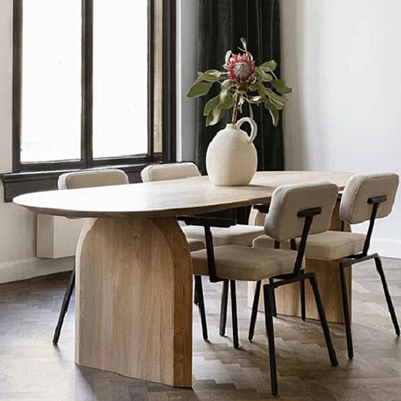 Oval Pine Solid Wood Table Modern Dining Table with Wooden Double Pedestal for Restaurant Clearhalo ' dining_table' 'Dining Tables & Seating' 'Dining Tables' 'furn' 'furn_dining_table' 'Furniture' 'furniture_dining_table' 'Kitchen & Dining Furniture' 'kitchen&dining_furn' 'kitchen' 'kitchen_dining_table' 3600395
