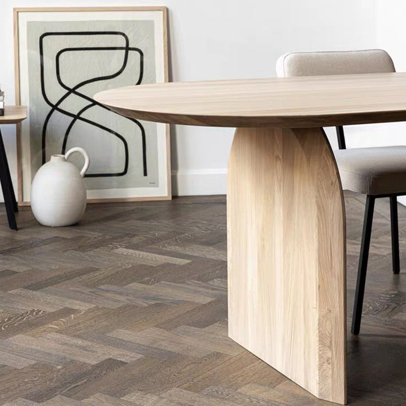 Oval Pine Solid Wood Table Modern Dining Table with Wooden Double Pedestal for Restaurant Clearhalo ' dining_table' 'Dining Tables & Seating' 'Dining Tables' 'furn' 'furn_dining_table' 'Furniture' 'furniture_dining_table' 'Kitchen & Dining Furniture' 'kitchen&dining_furn' 'kitchen' 'kitchen_dining_table' 3600399