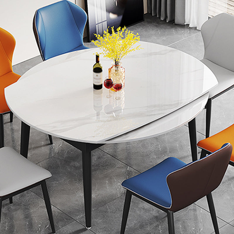 Modern Style Sintered Stone Dining Table Rectangle Table with Black Legs for Home Clearhalo ' dining_table' 'Dining Tables & Seating' 'Dining Tables' 'furn' 'furn_dining_table' 'Furniture' 'furniture_dining_table' 'Kitchen & Dining Furniture' 'kitchen&dining_furn' 'kitchen' 'kitchen_dining_table' 3600416