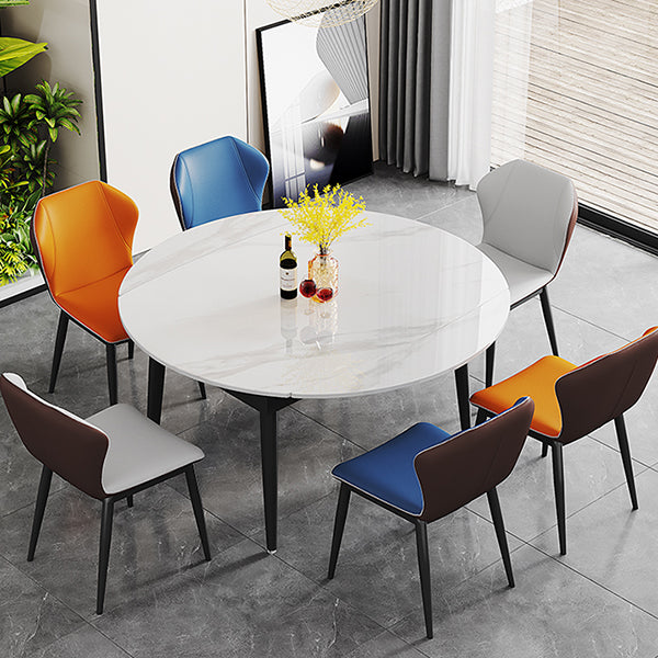 Modern Style Sintered Stone Dining Table Rectangle Table with Black Legs for Home Clearhalo ' dining_table' 'Dining Tables & Seating' 'Dining Tables' 'furn' 'furn_dining_table' 'Furniture' 'furniture_dining_table' 'Kitchen & Dining Furniture' 'kitchen&dining_furn' 'kitchen' 'kitchen_dining_table' 3600418