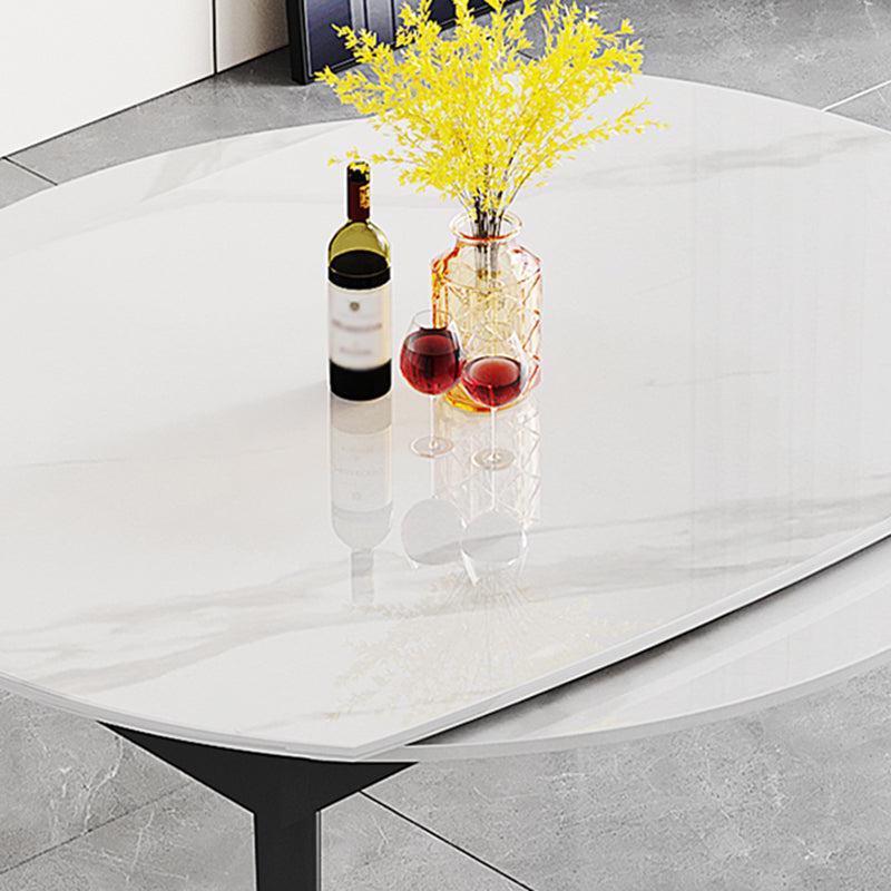 Modern Style Sintered Stone Dining Table Rectangle Table with Black Legs for Home Clearhalo ' dining_table' 'Dining Tables & Seating' 'Dining Tables' 'furn' 'furn_dining_table' 'Furniture' 'furniture_dining_table' 'Kitchen & Dining Furniture' 'kitchen&dining_furn' 'kitchen' 'kitchen_dining_table' 3600421