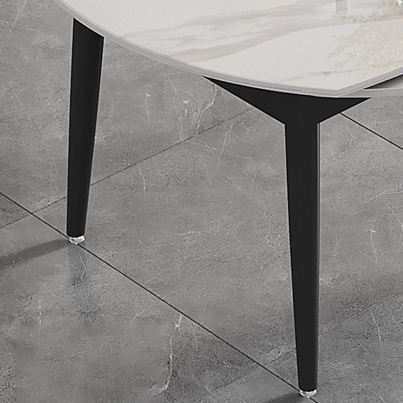 Modern Style Sintered Stone Dining Table Rectangle Table with Black Legs for Home Clearhalo ' dining_table' 'Dining Tables & Seating' 'Dining Tables' 'furn' 'furn_dining_table' 'Furniture' 'furniture_dining_table' 'Kitchen & Dining Furniture' 'kitchen&dining_furn' 'kitchen' 'kitchen_dining_table' 3600424