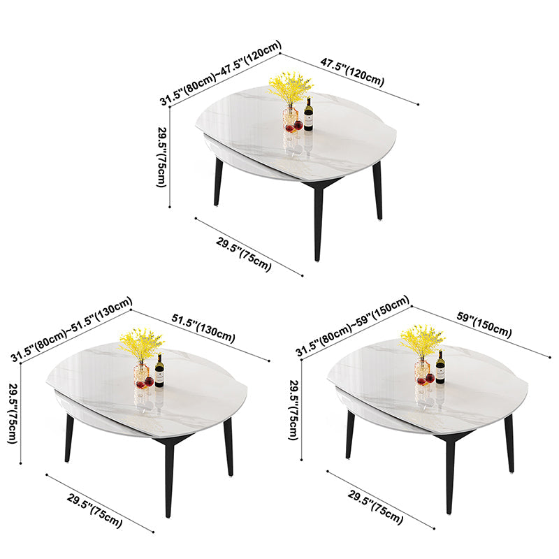 Modern Style Sintered Stone Dining Table Rectangle Table with Black Legs for Home Clearhalo ' dining_table' 'Dining Tables & Seating' 'Dining Tables' 'furn' 'furn_dining_table' 'Furniture' 'furniture_dining_table' 'Kitchen & Dining Furniture' 'kitchen&dining_furn' 'kitchen' 'kitchen_dining_table' 3600425