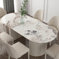 Oval Sintered Stone White Tone Dining Table Simplicity Double Pedestal Table for Dining Room Clearhalo ' dining_table' 'Dining Tables & Seating' 'Dining Tables' 'Furniture' 'furniture_dining_table' 'Kitchen & Dining Furniture' 'kitchen&dining_furn' 'kitchen' 'kitchen_dining_table' 3600429