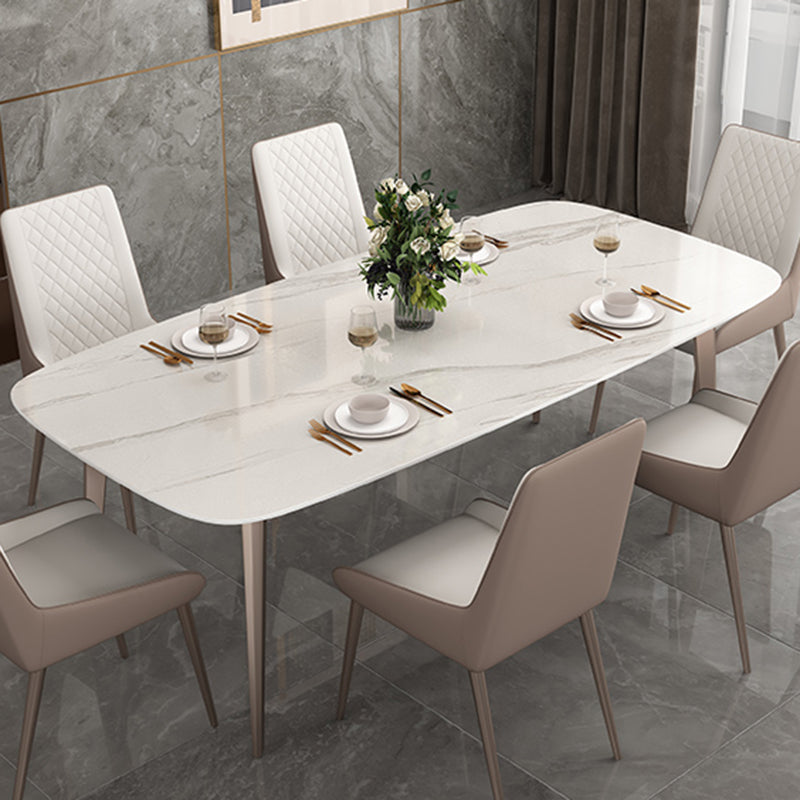 Metal Contemporary Rectangular Dining Table Sintered Stone Table with 4 Legs Clearhalo ' dining_table' 'Dining Tables & Seating' 'Dining Tables' 'furn' 'furn_dining_table' 'Furniture' 'furniture_dining_table' 'Kitchen & Dining Furniture' 'kitchen&dining_furn' 'kitchen' 'kitchen_dining_table' 3600439