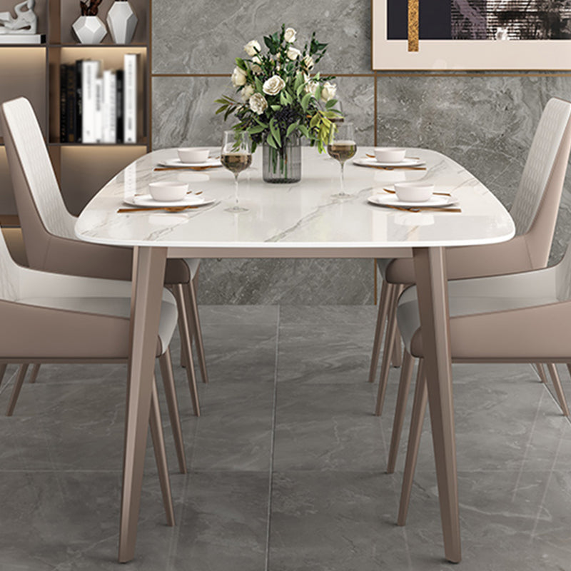 Metal Contemporary Rectangular Dining Table Sintered Stone Table with 4 Legs Clearhalo ' dining_table' 'Dining Tables & Seating' 'Dining Tables' 'furn' 'furn_dining_table' 'Furniture' 'furniture_dining_table' 'Kitchen & Dining Furniture' 'kitchen&dining_furn' 'kitchen' 'kitchen_dining_table' 3600440