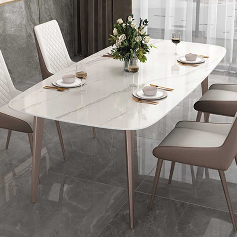 Metal Contemporary Rectangular Dining Table Sintered Stone Table with 4 Legs Clearhalo ' dining_table' 'Dining Tables & Seating' 'Dining Tables' 'furn' 'furn_dining_table' 'Furniture' 'furniture_dining_table' 'Kitchen & Dining Furniture' 'kitchen&dining_furn' 'kitchen' 'kitchen_dining_table' 3600442