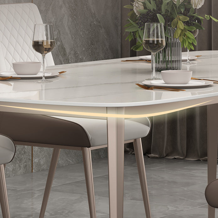 Metal Contemporary Rectangular Dining Table Sintered Stone Table with 4 Legs Clearhalo ' dining_table' 'Dining Tables & Seating' 'Dining Tables' 'furn' 'furn_dining_table' 'Furniture' 'furniture_dining_table' 'Kitchen & Dining Furniture' 'kitchen&dining_furn' 'kitchen' 'kitchen_dining_table' 3600444