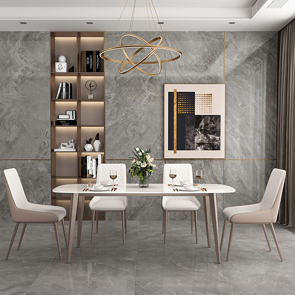 Metal Contemporary Rectangular Dining Table Sintered Stone Table with 4 Legs Clearhalo ' dining_table' 'Dining Tables & Seating' 'Dining Tables' 'furn' 'furn_dining_table' 'Furniture' 'furniture_dining_table' 'Kitchen & Dining Furniture' 'kitchen&dining_furn' 'kitchen' 'kitchen_dining_table' 3600449